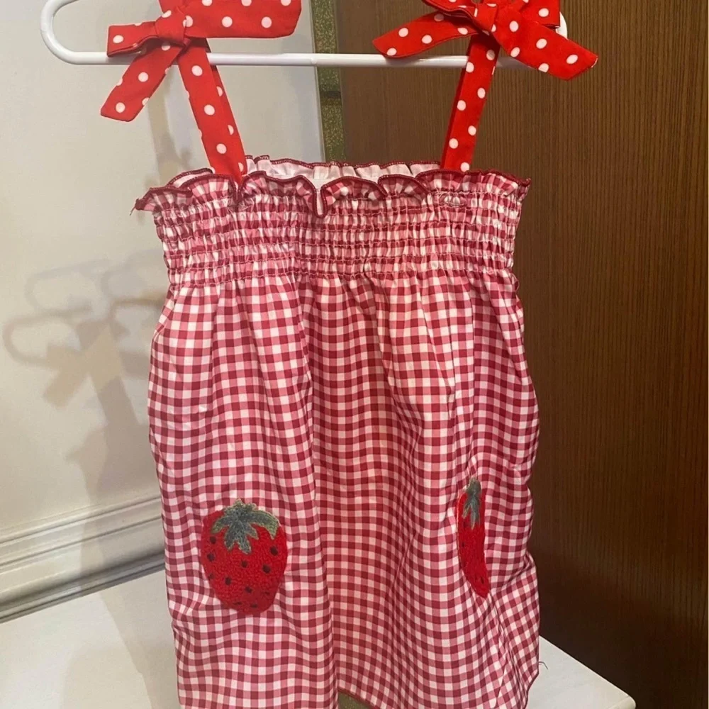 New Gingham Strawberry Sundress